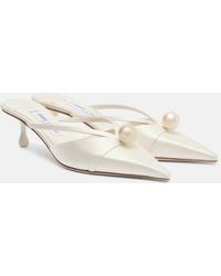 Jimmy Choo - Bridal Sana 50 Embellished Satin Mules - Lyst