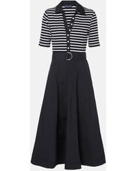 Veronica Beard - Delise Striped Cotton-Blend Midi Dress - Lyst