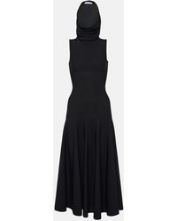 Alaïa - Robe Midi En Jersey A Capuche - Lyst