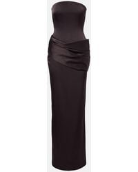 Alex Perry - Draped Satin Crepe Bustier Gown - Lyst