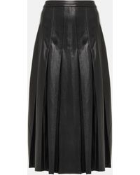 Veronica Beard - Herson Pleated Faux Leather Midi Skirt - Lyst
