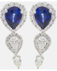 YEPREM - Reign Supreme 18kt White Gold Earrings With Diamonds And Sapphires - Lyst