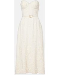 Elie Saab - Embroidered Cady Midi Dress - Lyst
