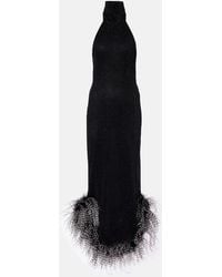 Oséree - Lumiere Plumage Halterneck Maxi Dress - Lyst