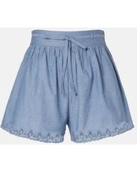 Ulla Johnson - Elowen Lace-Trimmed Cotton Shorts - Lyst