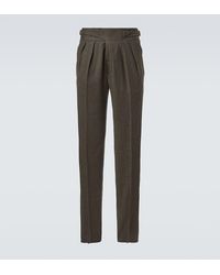 Rubinacci - Pantalones Tapered Manny De Franela De Lana Virgen - Lyst