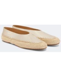 Gabriela Hearst - Strength Raffia-Trimmed Metallic Leather Flats - Lyst