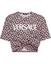 Versace La Greca Logo Cotton T-shirt - Pink