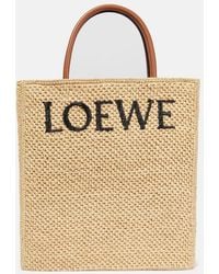 Loewe - Tote A4 Standard de rafia y piel - Lyst