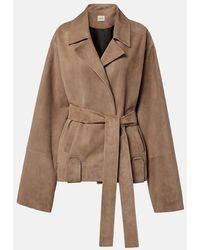 KHAITE - Alder Belted Suede Jacket - Lyst