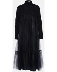 Noir Kei Ninomiya - Wool-blend And Tulle Midi Dress - Lyst