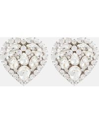 Alessandra Rich - Heart Crystal-embellished Clip-on Earrings - Lyst
