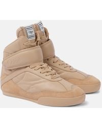 Chloé - Kick Suede-Trimmed Leather High-Top Sneakers - Lyst