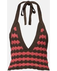 Valentino - Striped Knitted Cotton Crop Top - Lyst