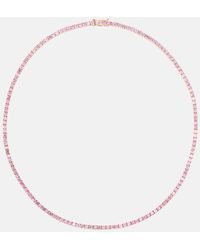Roxanne First - 14kt Rose Gold Tennis Necklace With Pink Sapphires - Lyst