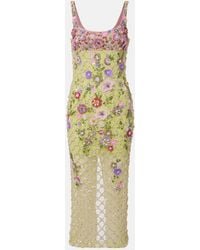 La Fuori - Verziertes Cocktailkleid Aus Mesh - Lyst