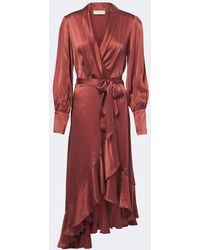 Zimmermann - Silk Satin Wrap Dress - Lyst