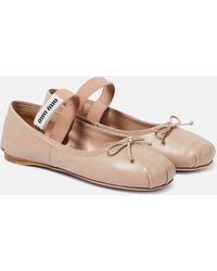 Miu Miu - Women Leather Ballerina Shoes - Lyst