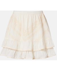 Juliet Dunn - Ruffled Lace-Trimmed Cotton Miniskirt - Lyst