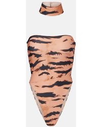 Adriana Degreas - X Sabine Getty Printed Strapless Swimsuit - Lyst