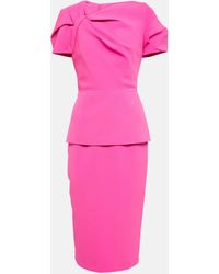 Safiyaa - Cassiopal Belted Heavy Crepe Cocktail Midi-dress - Lyst