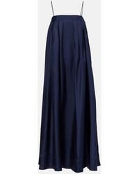 Asceno - Heather Pleated Silk Twill Maxi Dress - Lyst