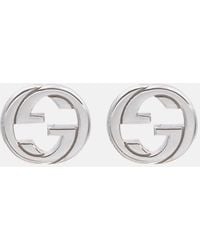 Gucci - Silver Interlocking G Sterling Stud Earrings - Lyst