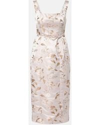 STAUD - Zoe Floral Brocade Satin Midi Dress - Lyst