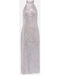 RIXO London - Zuri Sequined Halterneck Maxi Dress - Lyst