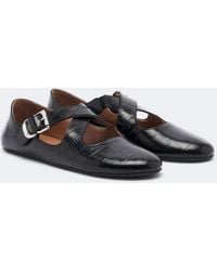 Alaïa - Croc-Effect Leather Ballet Flats - Lyst