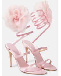 Magda Butrym - Floral-Applique Satin Sandals - Lyst