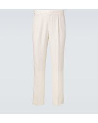 STÒFFA - Pleated Linen Wide-Leg Pants - Lyst