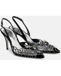 Rene Caovilla - Embellished Suede Slingback Pumps - Lyst