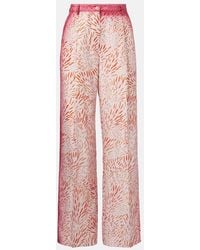 Dries Van Noten - Printed Silk Wide-Leg Pants - Lyst
