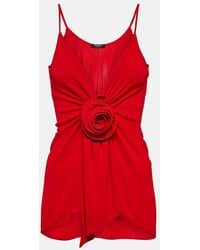 Balmain - Top De Crepe Fruncido Con Aplique Floral - Lyst
