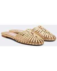 Aquazzura - Sweet Surrender Metallic Leather Mules - Lyst