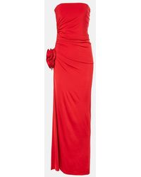 Magda Butrym - Floral-Applique Ruched Jersey Maxi Dress - Lyst