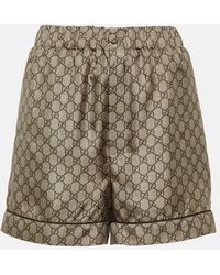 Gucci - Bedruckte Shorts GG aus Seiden-Twill - Lyst
