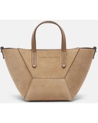 Brunello Cucinelli - Duo Mini Monili Suede Top-Handle Bag - Lyst