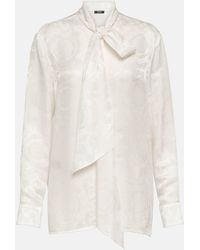 Versace - Barocco Silk-trimmed Jacquard Blouse - Lyst