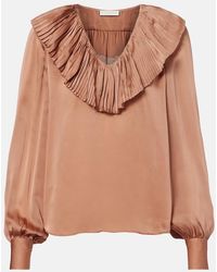 Ulla Johnson - Blusa Liese De Saten De Seda Plisada - Lyst