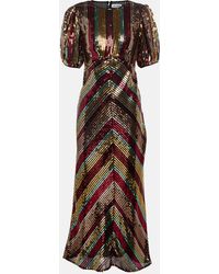 RIXO London - Daisy Sequined Midi Dress - Lyst