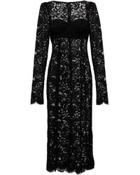 Dolce & Gabbana Vestido midi de encaje - Negro