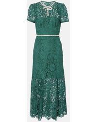 Self-Portrait - Bow-Detail Embellished Lace Midi Dress - Lyst