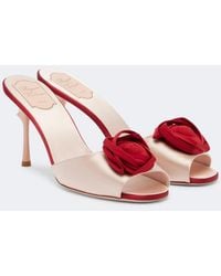Roger Vivier - Rose Vivier Floral-Applique Satin Mules - Lyst