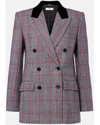 Chloé - Checked Double-Breasted Wool Jacket - Lyst