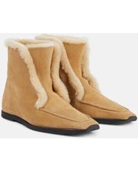 TOTEME - Shearling-Lined Suede Ankle Boots - Lyst