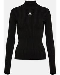 Courreges - Logo Ribbed-Knit Turtleneck Sweater - Lyst