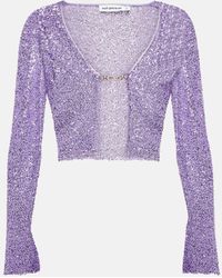 Self-Portrait - Sequined Cropped Cardigan - Lyst