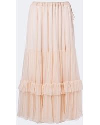 Chloé - Ruffled Silk Midi Skirt - Lyst